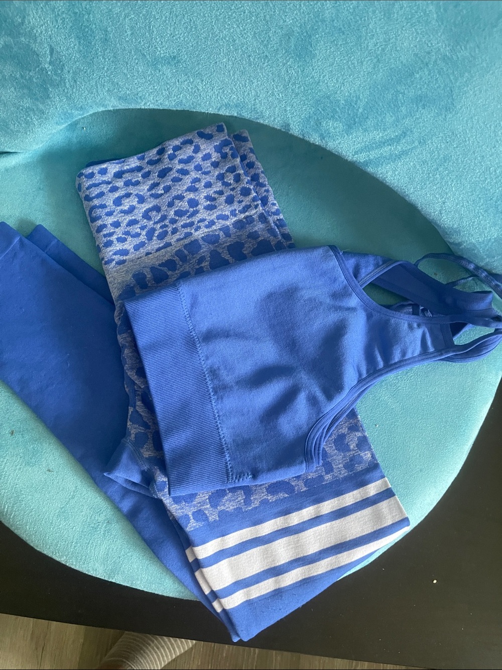 Blue Strappy Sports Bra and Leggings Set